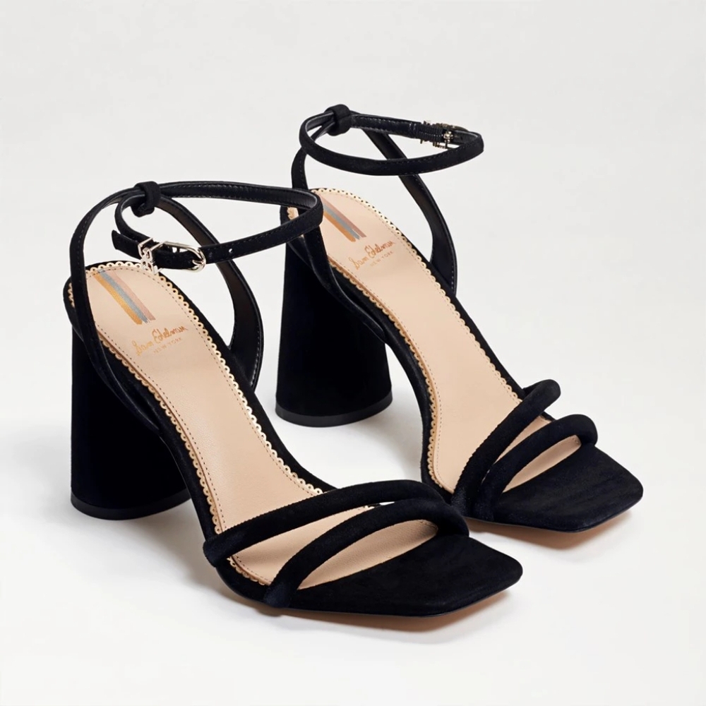 SAM EDELMAN "Kia" Black Suede Block Heel Sandal - Size  7.5